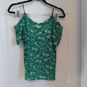 Monteau green floral off the shoulder top